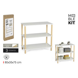 ESTANTERIA MADERA RECTANGULAR WHITE 3 BALDAS
