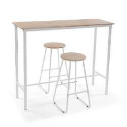 MESA COCINA + 2 TABURETES CLARO