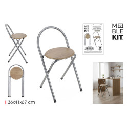 TABURETE C/RESPALDO MADERA METAL