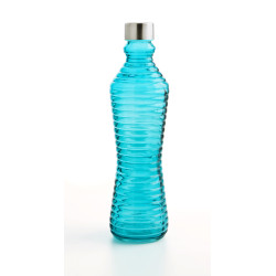 BOTELLA VIDRIO AZUL TURQUESA