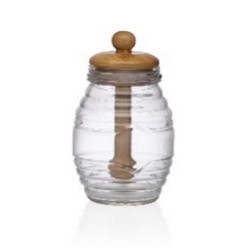 MIELERA BOROSILICATO CON TAPA Y CUCHARA BAMBU