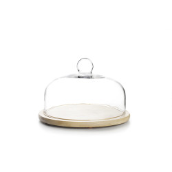 QUESERA MADERA T/CRISTAL