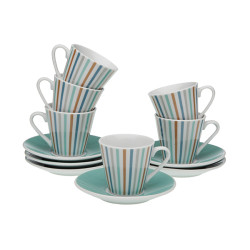 TAZA CAFE PORCELANA RAYAS SET-6