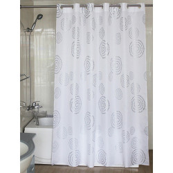 CORTINA BAÑO TEXTIL ANILLA FACIL PLATA