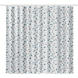 CORTINA BAÑO POLYESTER BLANCA PUNTOS