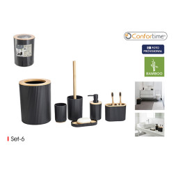 JUEGO BAÑO 6 PZS NEGRO CONFORTIME