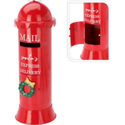 BUZON REDONDO DECORATIVO NAVIDAD METAL ROJO