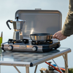 COCINA GAS 2 FUEGOS C/TAPA CAMPING KITCHEN 2