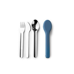 CUBIERTOS CAMPING INOX SET-3 C/FUNDA SILICONA