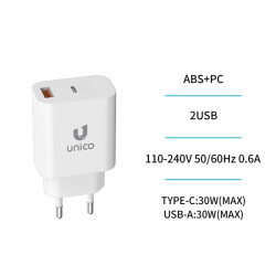 CARGADOR RED DUAL USB-A QC + USB-C PD