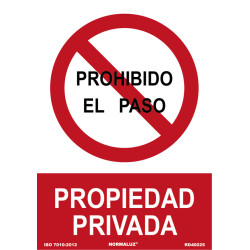 SEÑAL PROHIBIDO PASO PROPIEDAD PRIVADA PVC