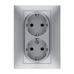 BASE ENCHUFE EMPOTRAR ALUMINIO DOBLE