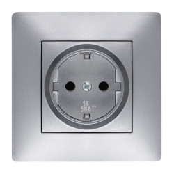 BASE ENCHUFE EMPOTRAR ALUMINIO