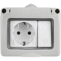 CONMUTADOR Y BASE SUPERFICIE ESTANCO SCHUKO C/TT