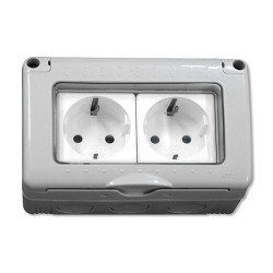 BASE DOBLE SUPERIFICIE ESTANCO SCHUKO C/TT IP55