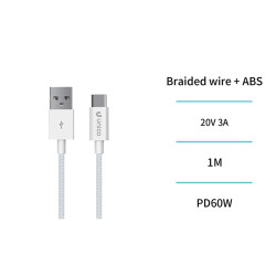 CABLE CONEX USB-A /USB-C 60W 3A TRENZADO