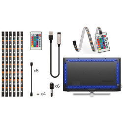TIRA LED RGB A USB TV +CONTROL REMOTO 6 TIRAS