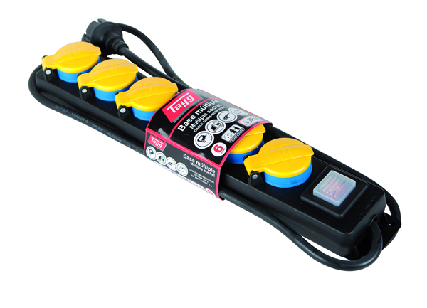 BASE MULTIPLE 6T 16A 250V C/TAPA E INTER 3GX1,5