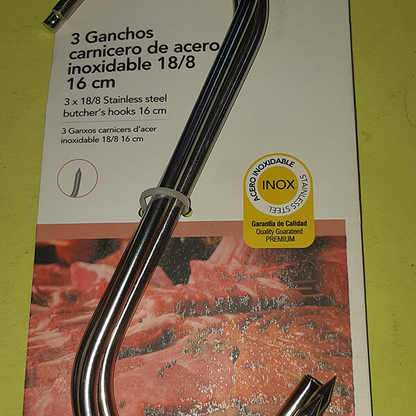 GANCHO CARNICERO INOX BLISTER DE 3 18/8 N-14