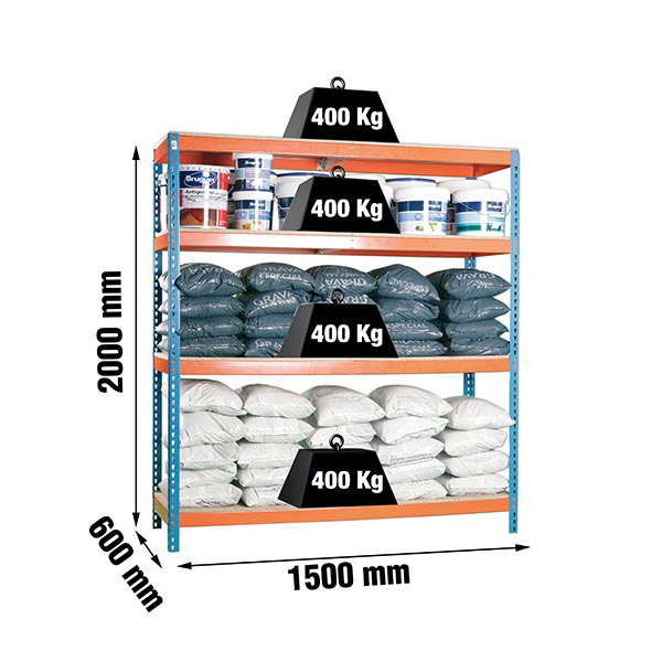 ESTANTERIA 4 ALTURA AZUL/NARANJA 400 KILOS