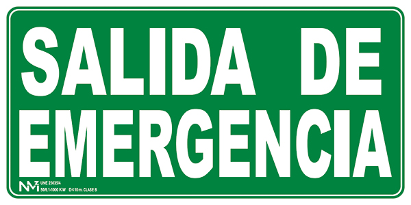 SEÑAL SALIDA DE EMERGENCIA PVC CLASE B
