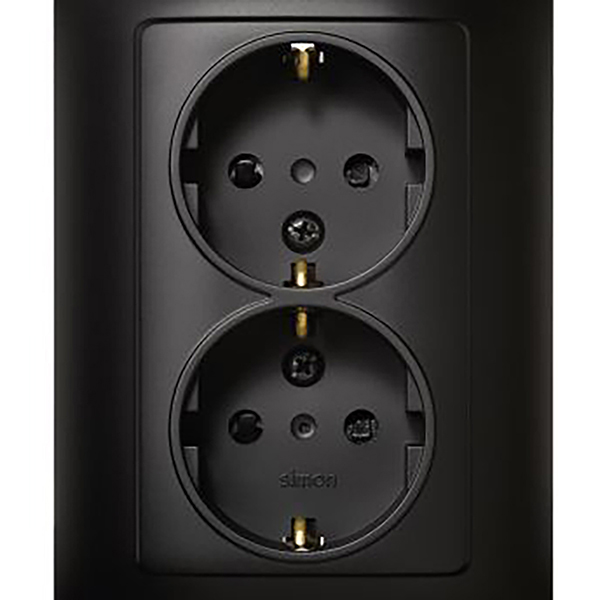 BASE ENCHUFE EMPOTRAR NEGRO DOBLE